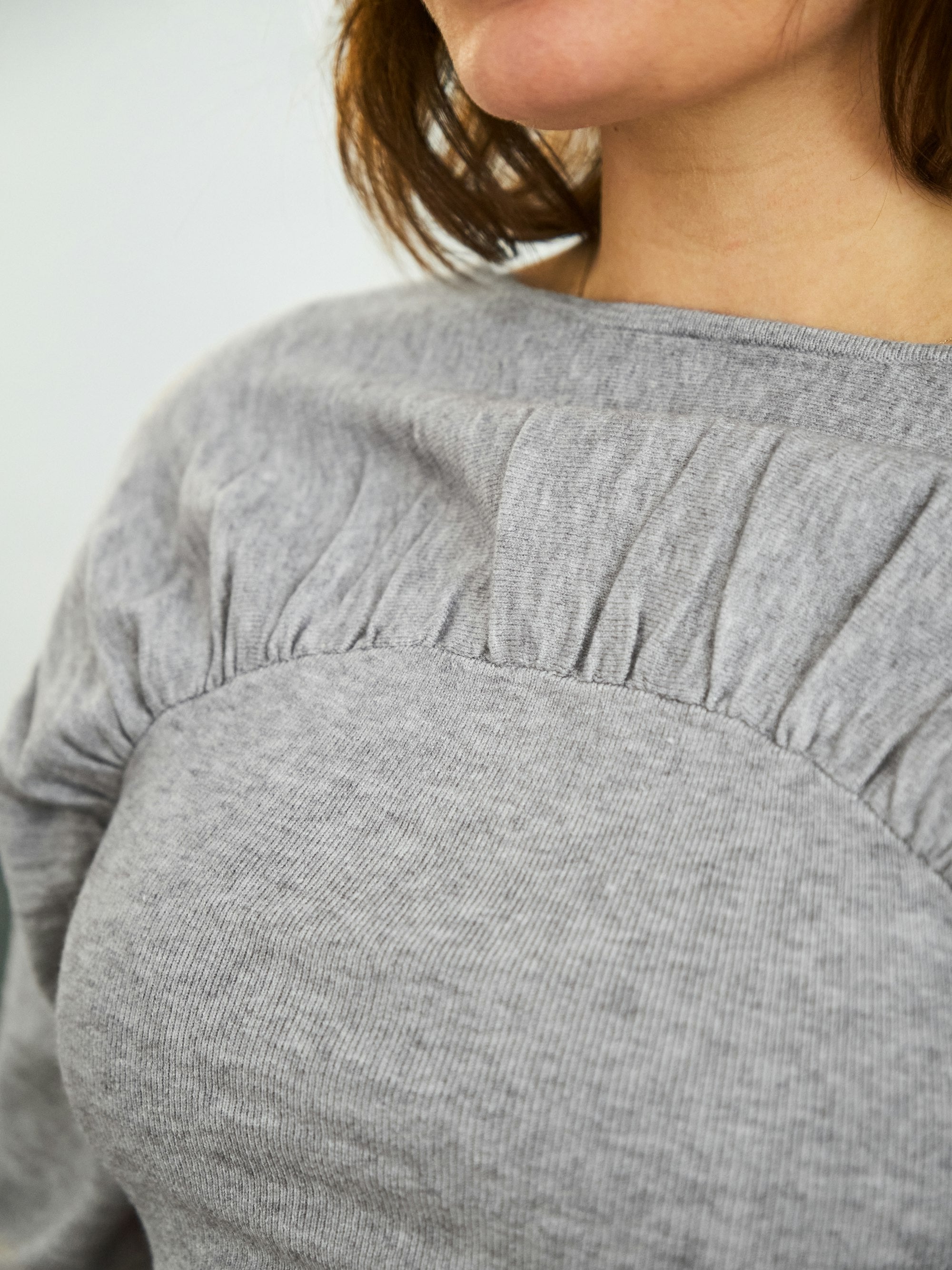 Kaiba Knit bluse - Light Grey Melange